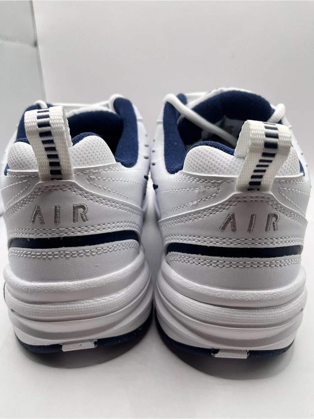 Nike Air Monarch IV New 4E Men’s White & Navy Training Wide Sneakers
